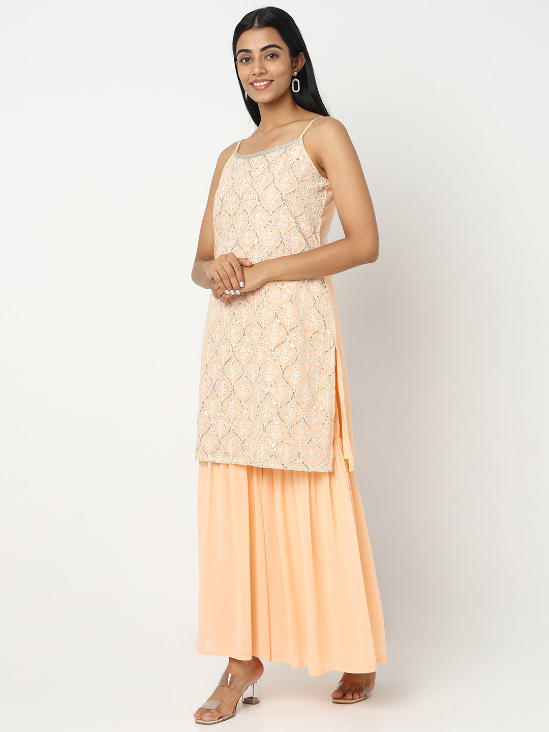 Embellished Kurta and Sharara with Dupatta Set