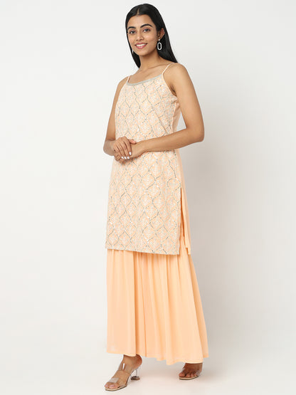 Embellished Kurta and Sharara with Dupatta Set