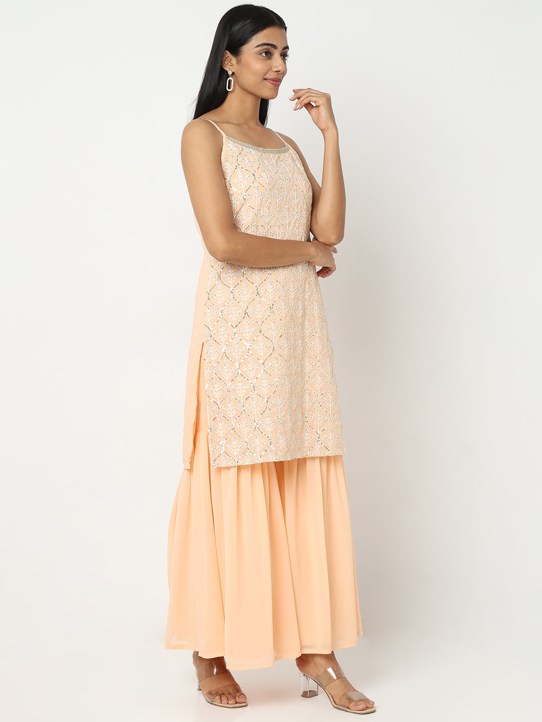 Embellished Kurta and Sharara with Dupatta Set