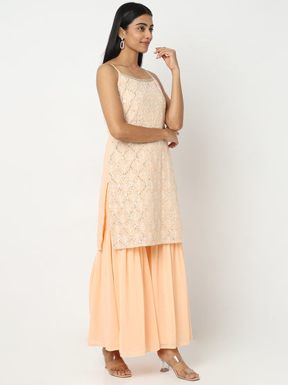 Embellished Kurta and Sharara with Dupatta Set