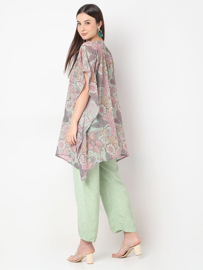 Flare Fit Printed Kaftaan Slip and Kurta with Pant Set