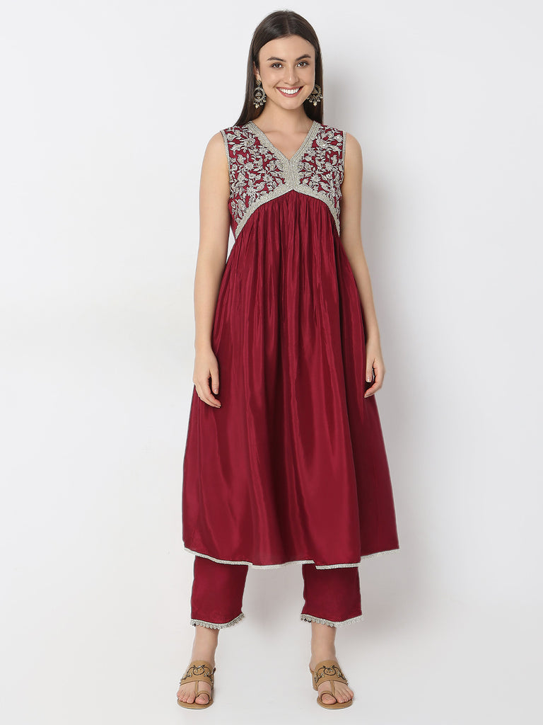 Regular Fit Embellished Kurta and Pant with Dupatta Set