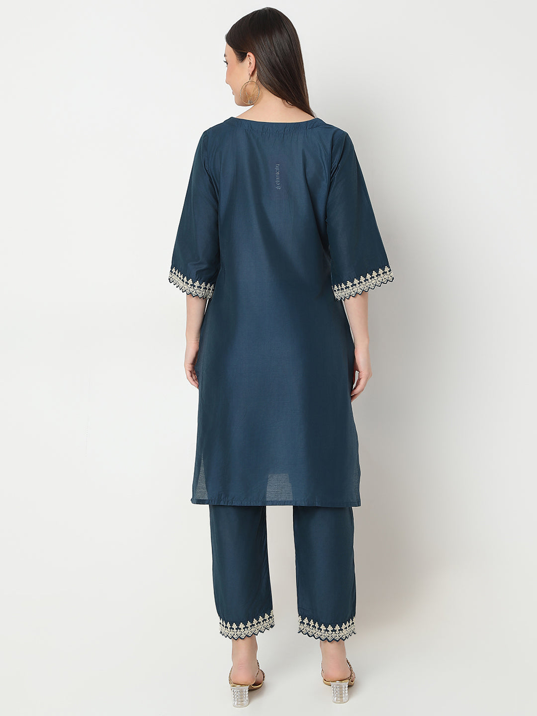 Straight Fit Embroidered Kurta and Pant with Dupatta Set