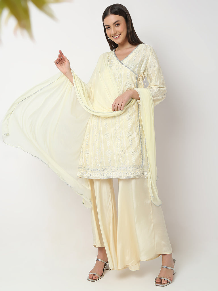 Regular Fit Printed Kurta & Sharara with Dupatta Set