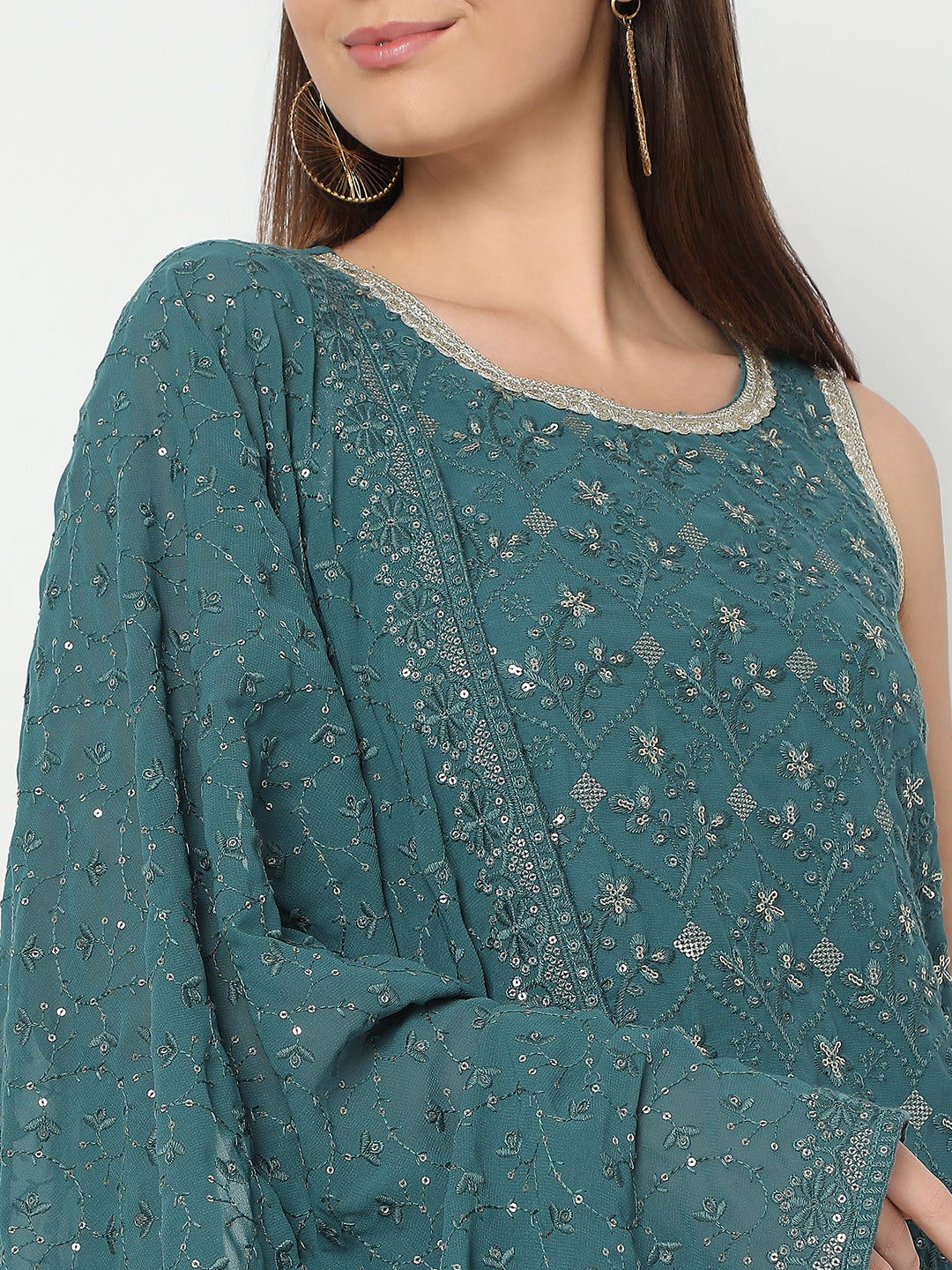 Straight Fit Embroidered Kurta and Pant with Dupatta Set