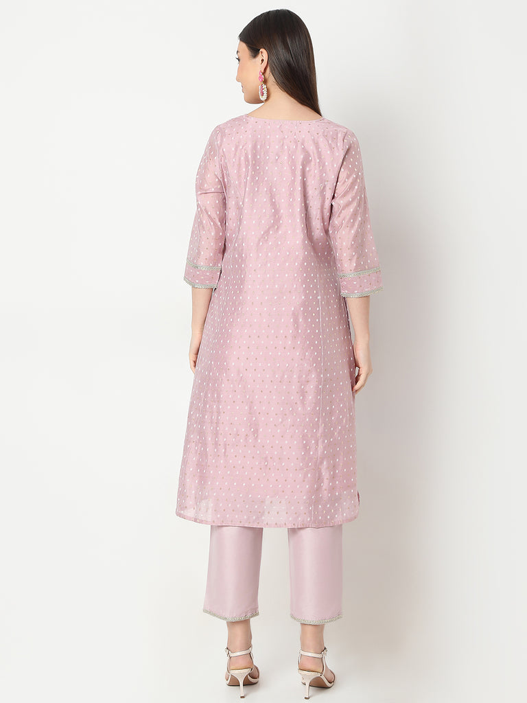 Flare Fit Embroidered Kurta and Pant with Dupatta Set