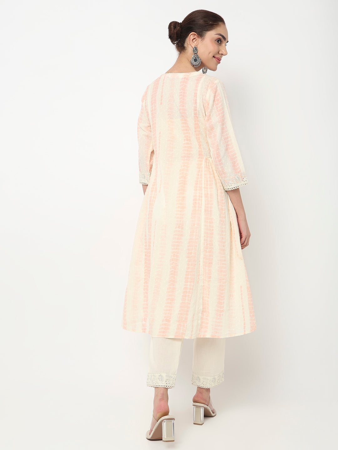 V-Neck Embroidered A-Line Kurta and Pant with Dupatta Set
