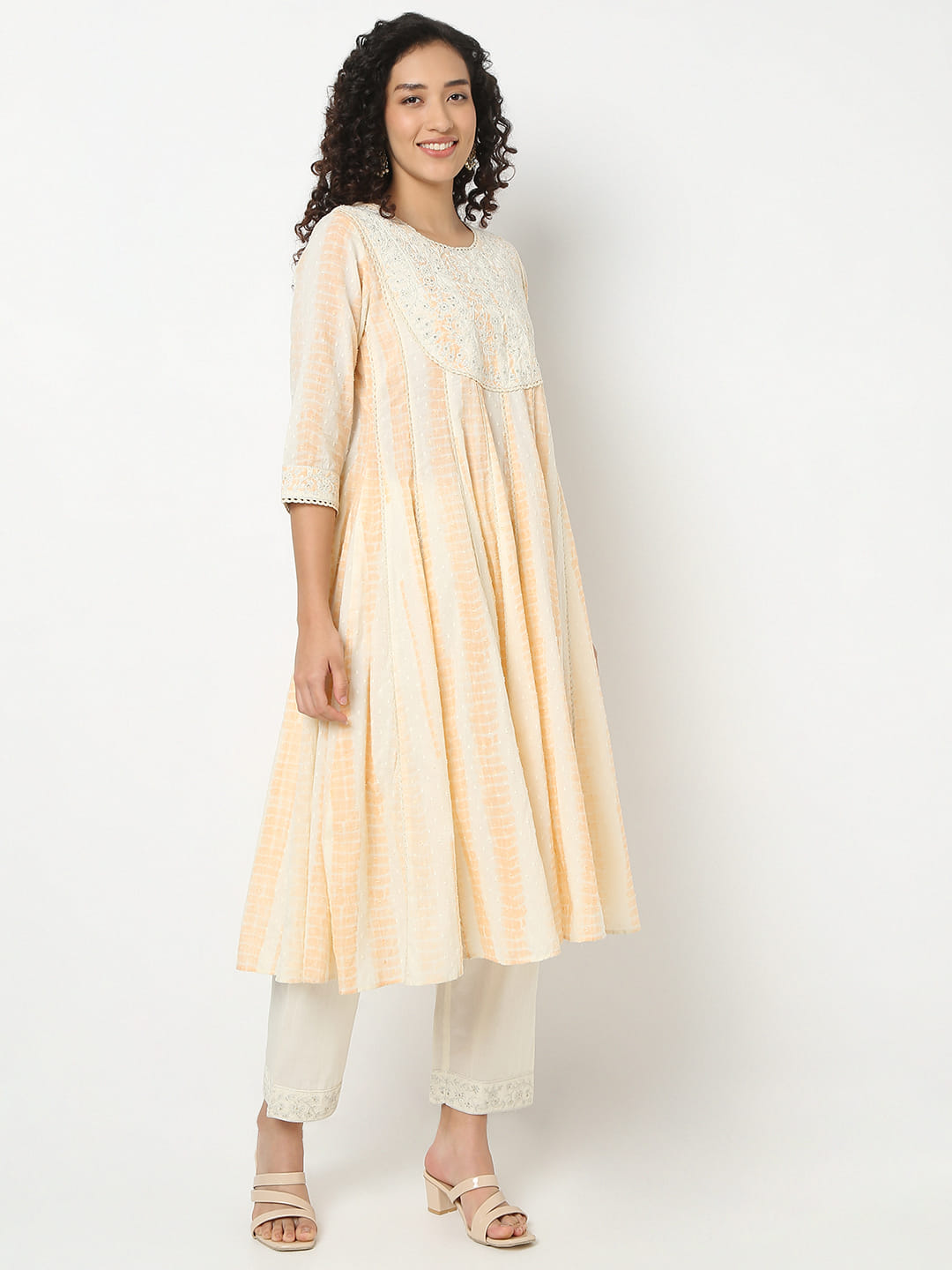 Flare Fit Embroidered Round Neck Kurta With Pant With Dupatta Set