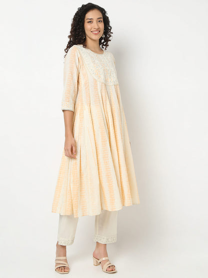 Flare Fit Embroidered Round Neck Kurta With Pant With Dupatta Set