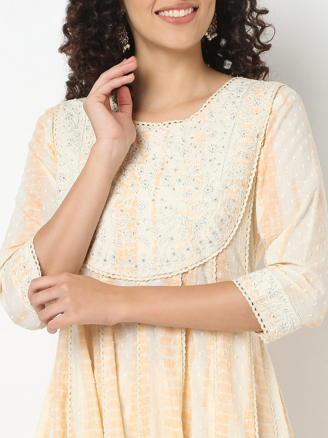 Flare Fit Embroidered Round Neck Kurta With Pant With Dupatta Set