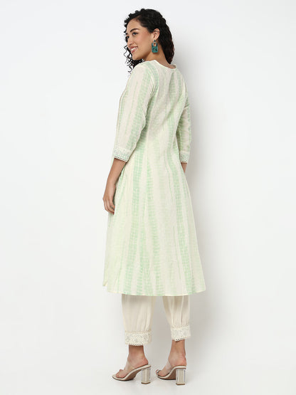 Embroidered Flared Kurta and Pant with Dupatta Set