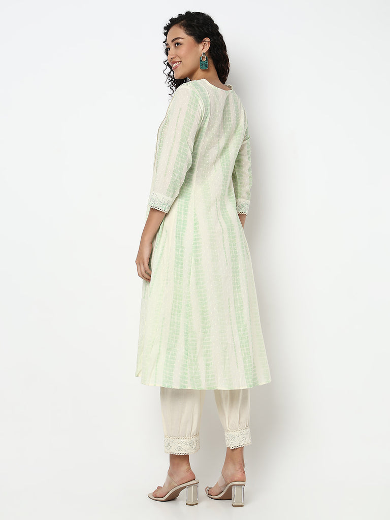Embroidered Flared Kurta and Pant with Dupatta Set