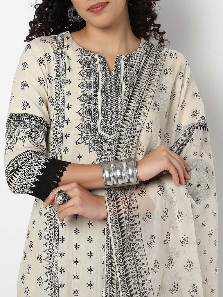 Printed Kurta and Pant with Dupatta Set