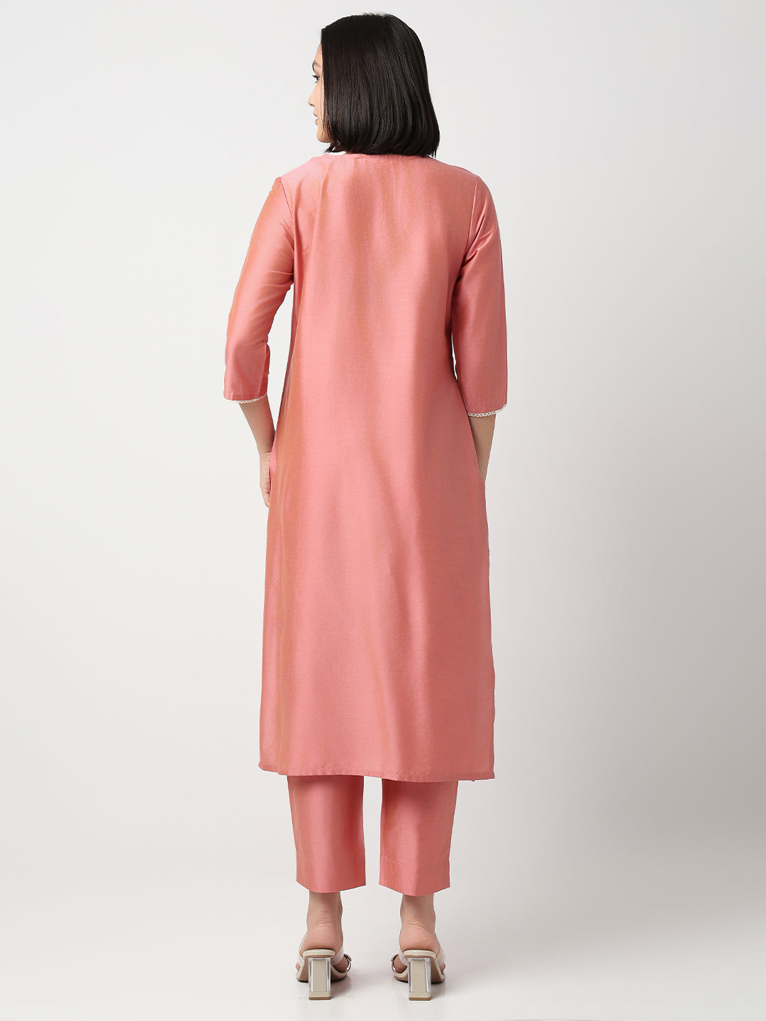 Regular Fit Embroidered Three-Fourth Sleeve Kurta and Pant with Dupatta Set