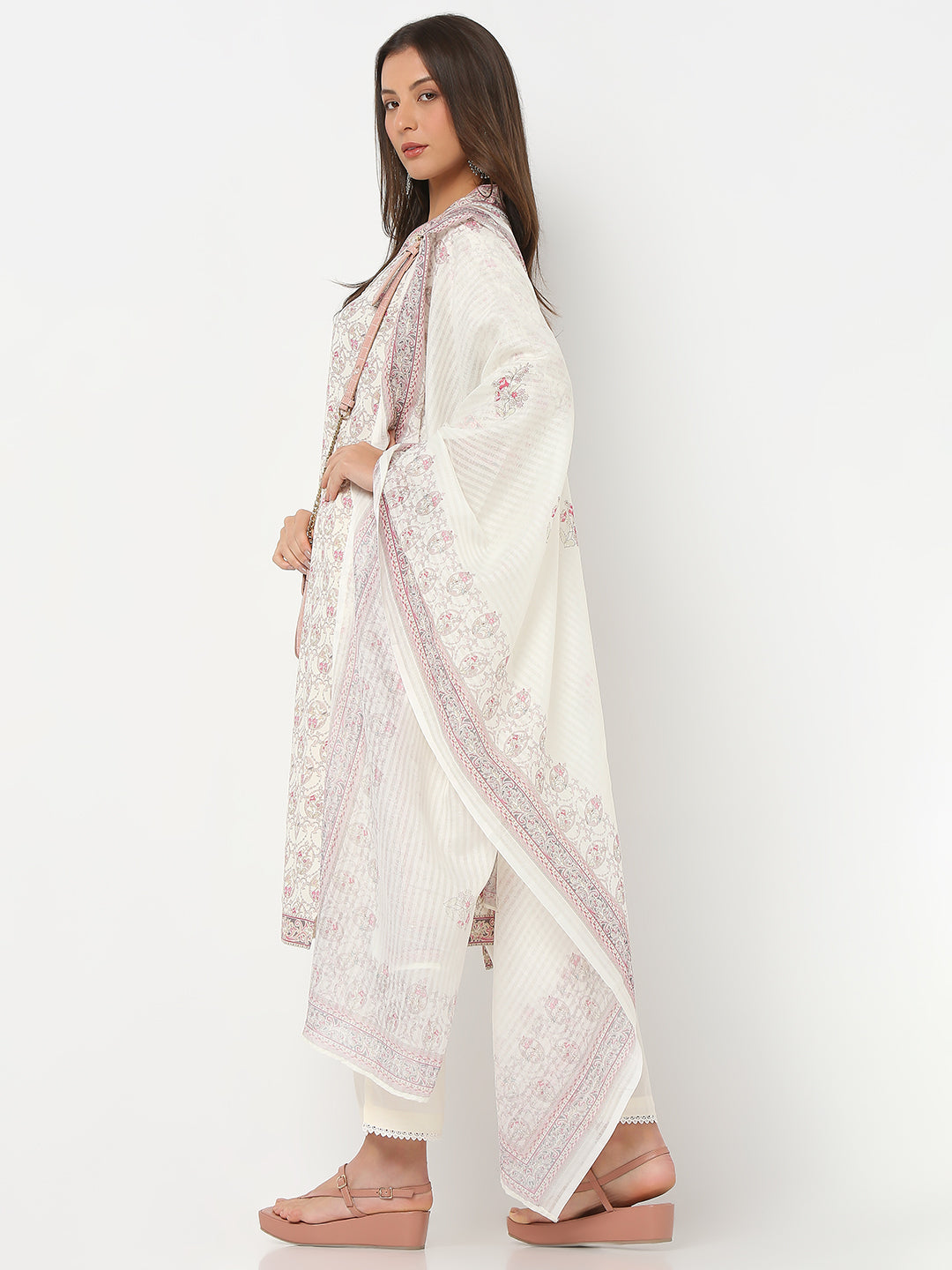 Regular Fit Printed Three-Fourth Sleeve Kurta with Pant Set