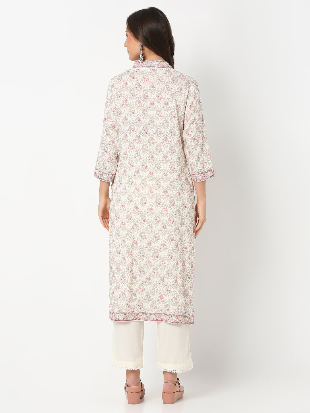 Regular Fit Printed Three-Fourth Sleeve Kurta with Pant Set