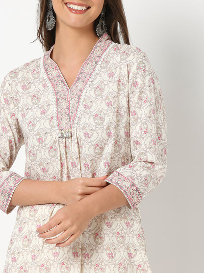 Regular Fit Printed Three-Fourth Sleeve Kurta with Pant Set