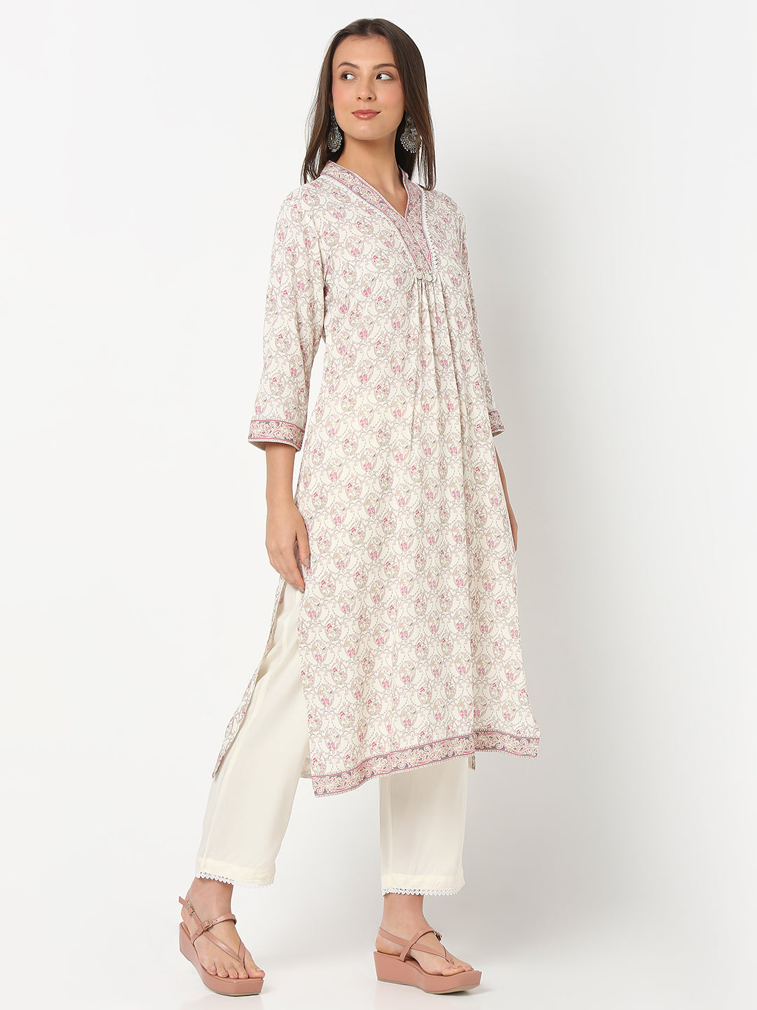Regular Fit Printed Three-Fourth Sleeve Kurta with Pant Set