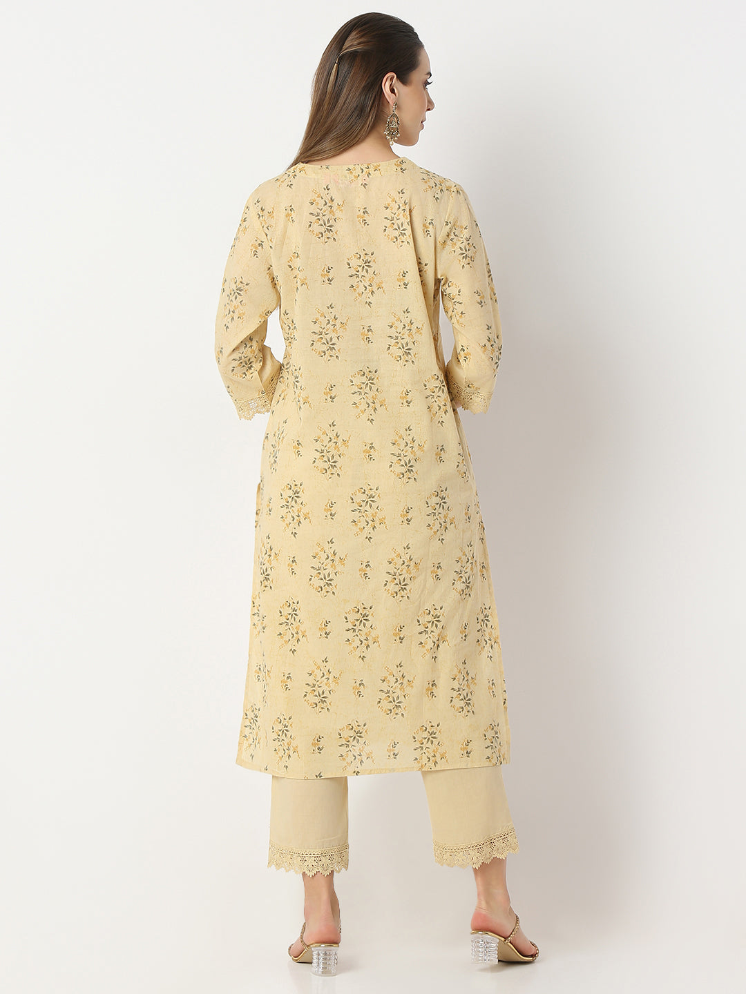 Regular Fit Printed V-Neck Kurta and Pant with Dupatta Set