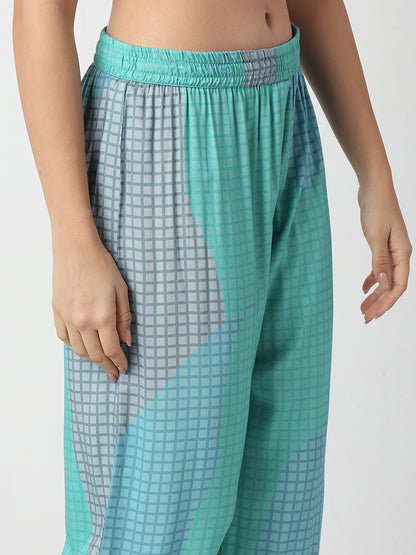 Straight Fit Printed Three-Fourth Sleeve Kurta with Pant Set