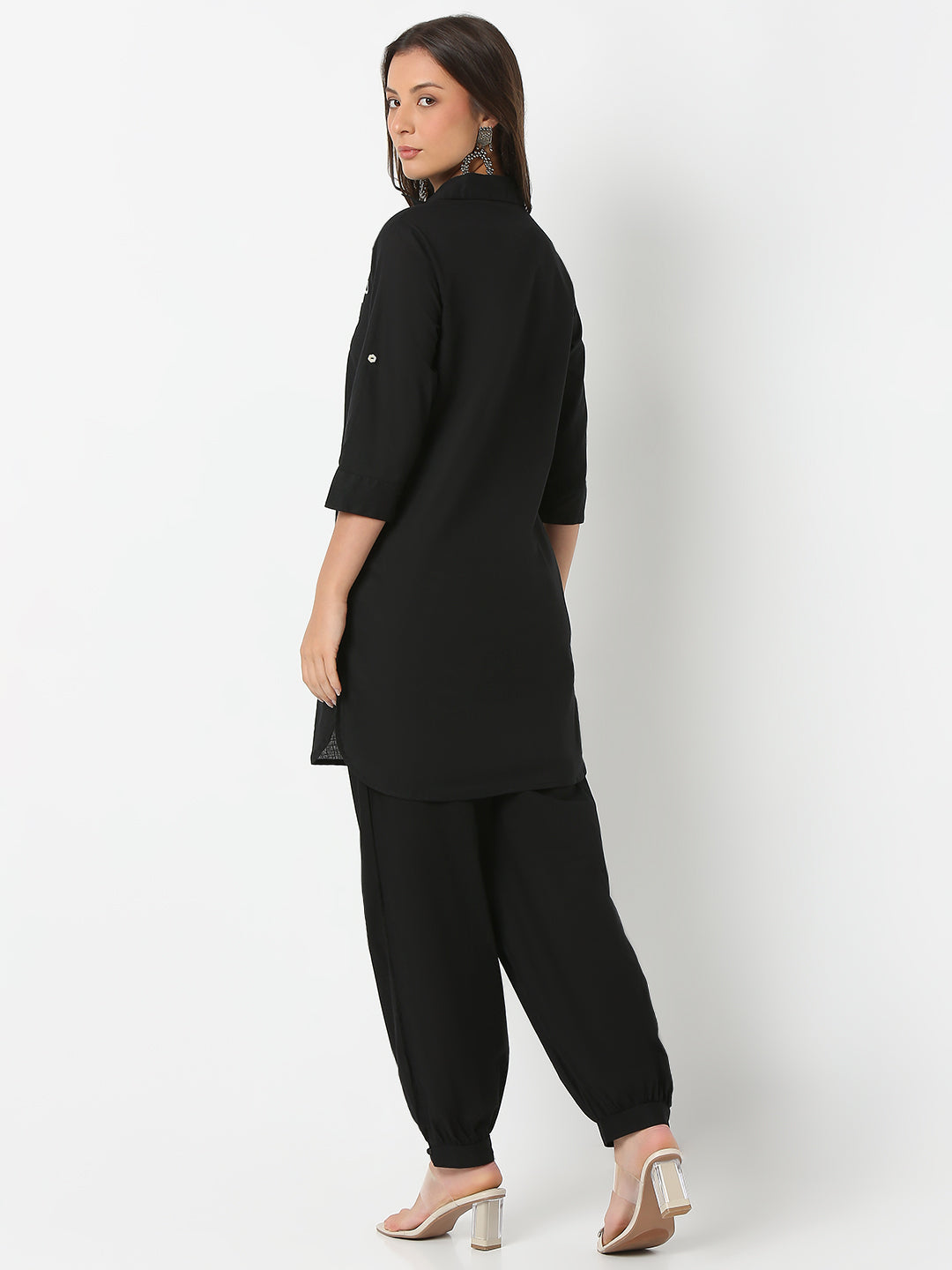 Regular Fit Embroidered Three-Fourth Sleeve Kurta with Pant Set
