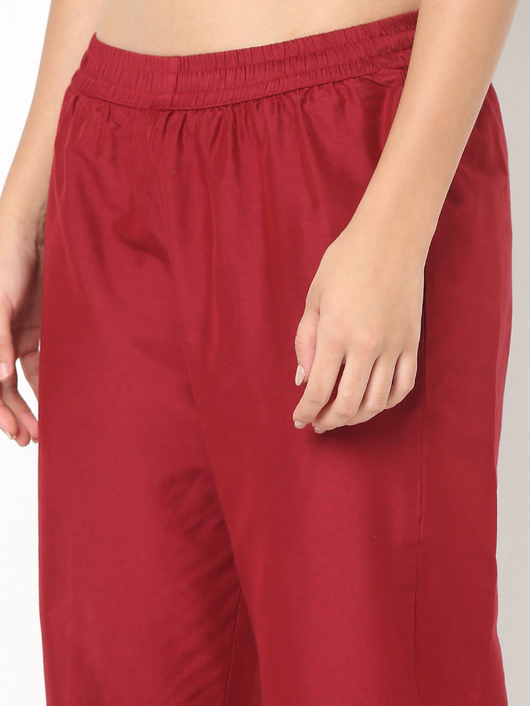 Straight Fit Embroidered V-Neck Kurta With Pant With Dupatta Set