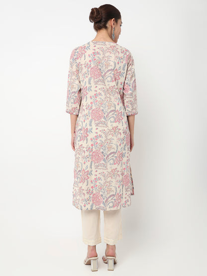 Embroidered Straight Kurta and Pant with Dupatta Set