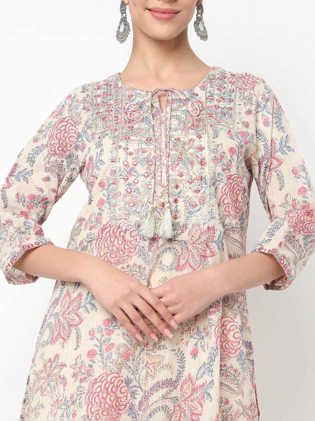 Embroidered Straight Kurta and Pant with Dupatta Set