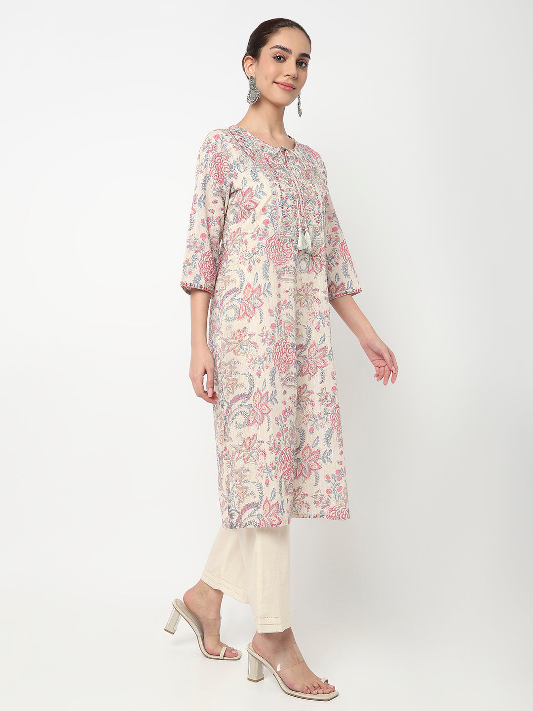 Embroidered Straight Kurta and Pant with Dupatta Set