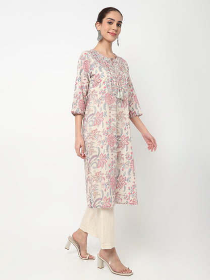 Embroidered Straight Kurta and Pant with Dupatta Set
