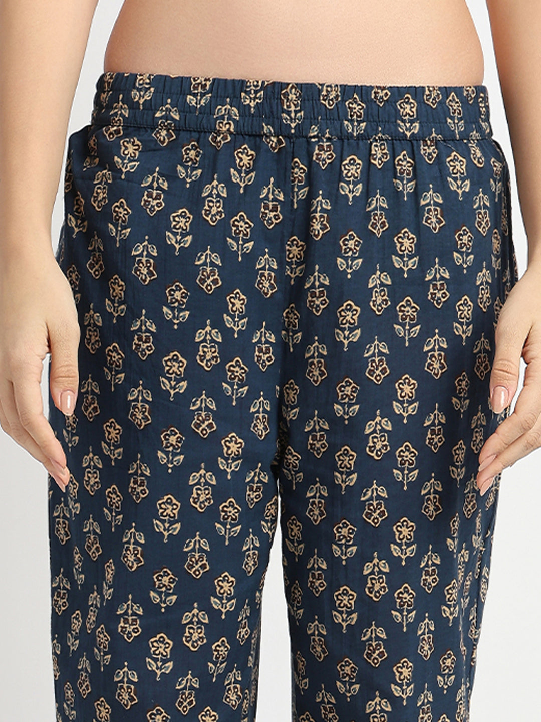 Straight Fit Printed Three-Fourth Sleeve Kurta with Pant Set