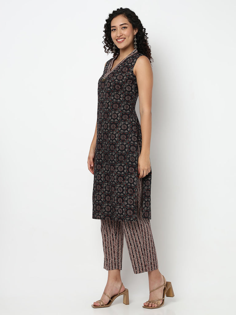 Printed Sleeveless Kurta with Pant Set