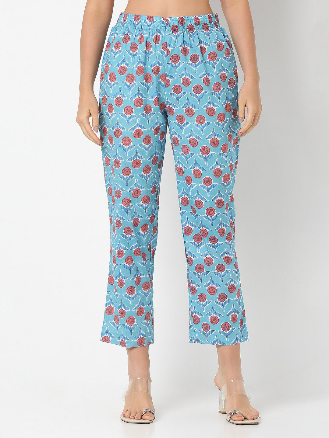 Flare Fit Printed Three-Fourth Sleeve Kurta with Pant Set