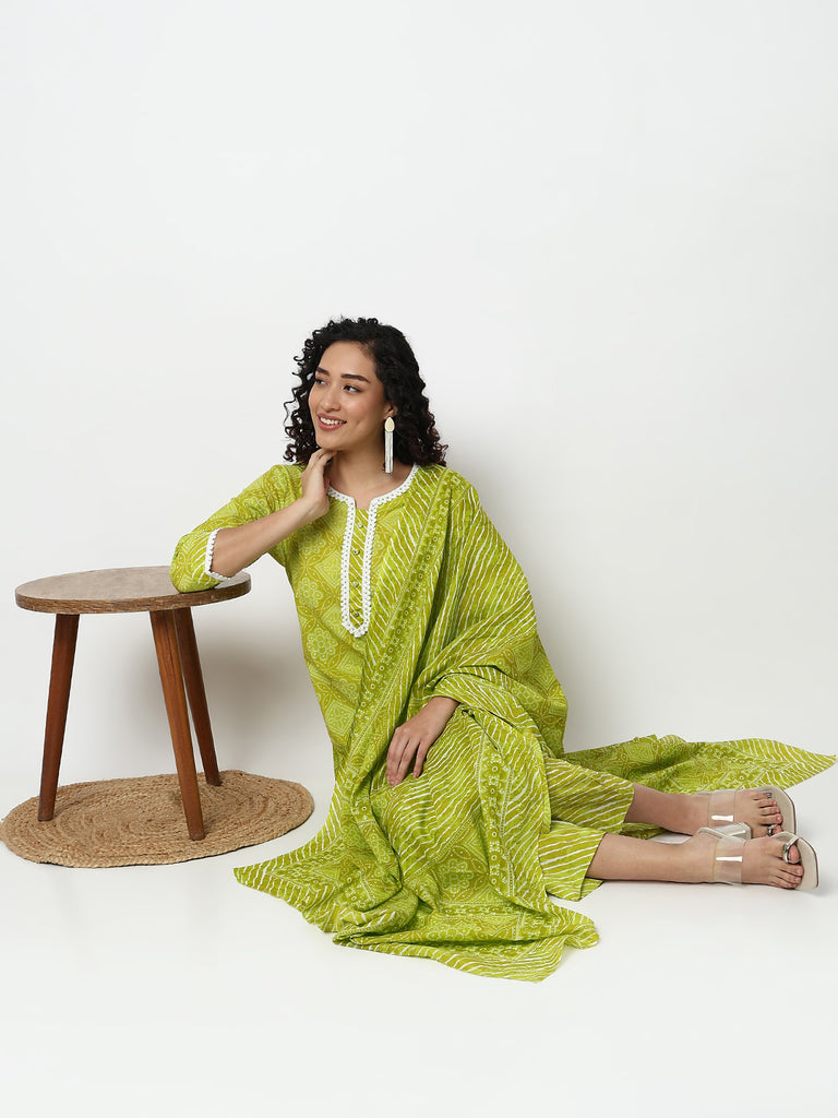 Printed Kurta and Pant with Dupatta Set