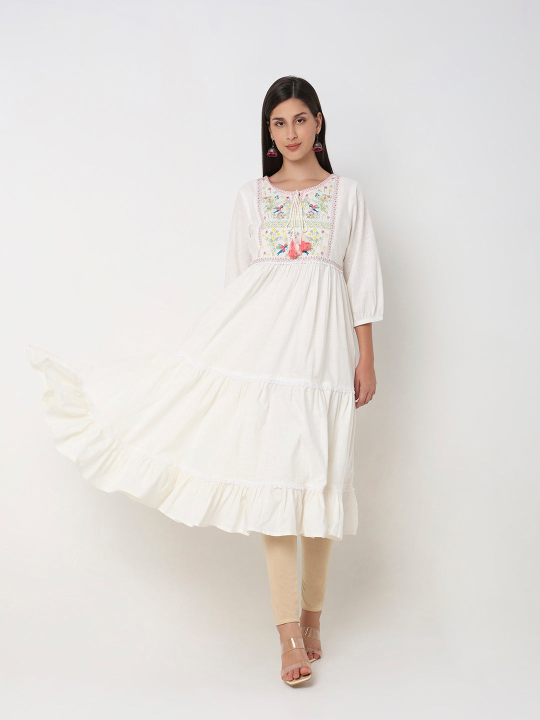 Flare Fit Embroidered Kurta