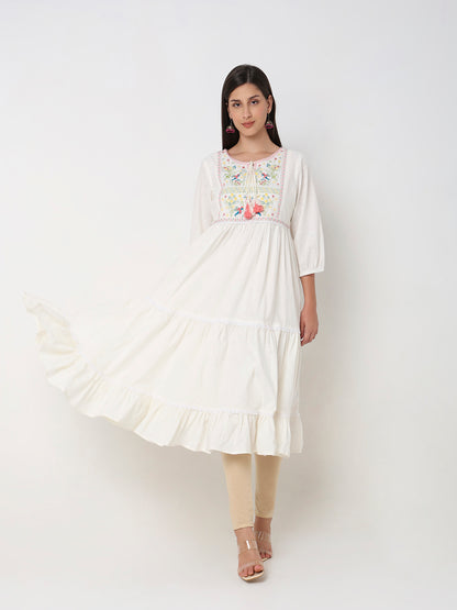 Flare Fit Embroidered Kurta