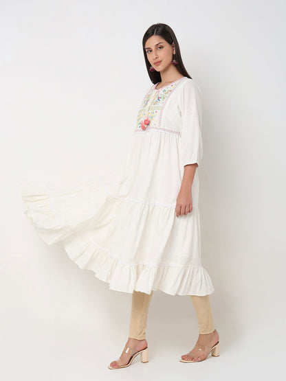 Flare Fit Embroidered Kurta