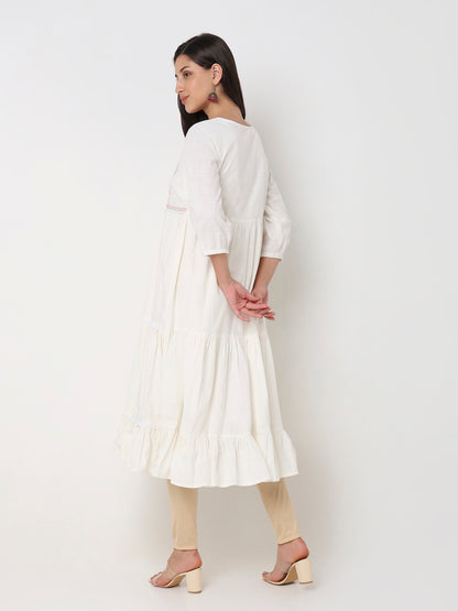 Flare Fit Embroidered Kurta