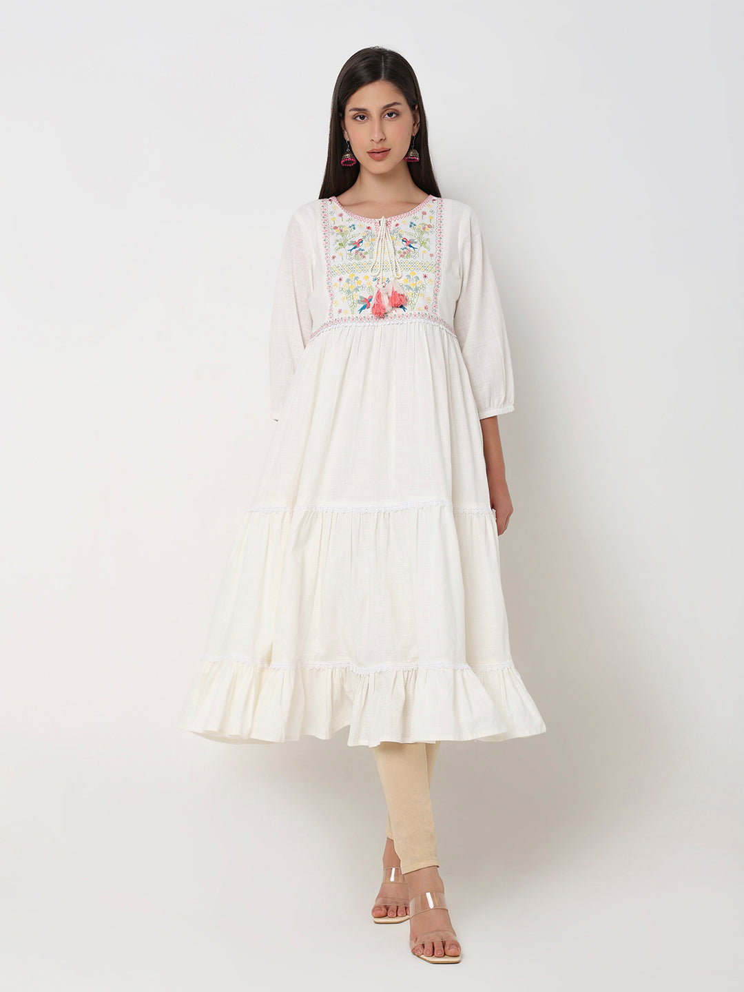Flare Fit Embroidered Kurta