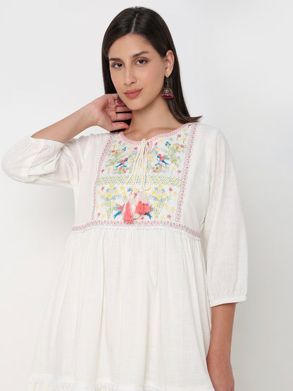 Flare Fit Embroidered Kurta