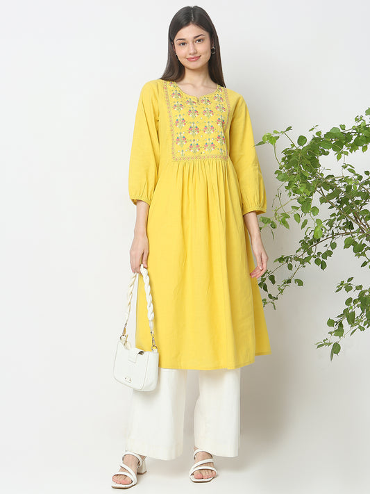 Flare Fit Embroidered Kurta