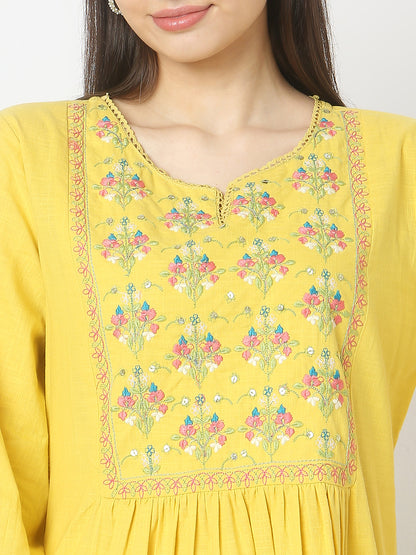 Flare Fit Embroidered Kurta