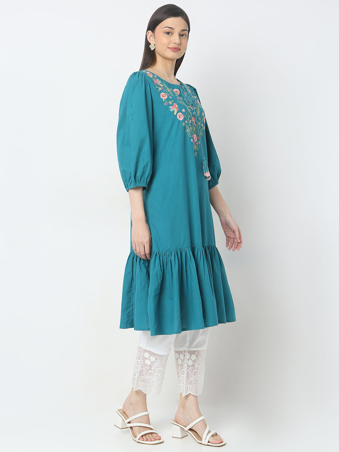 Flare Fit Embroidered Kurta