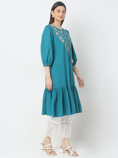 Flare Fit Embroidered Kurta
