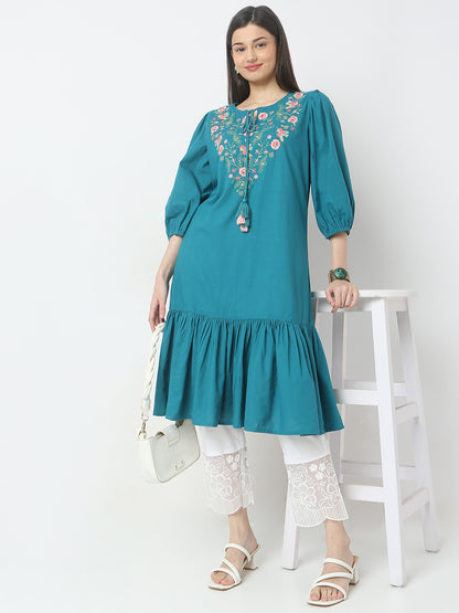 Flare Fit Embroidered Kurta