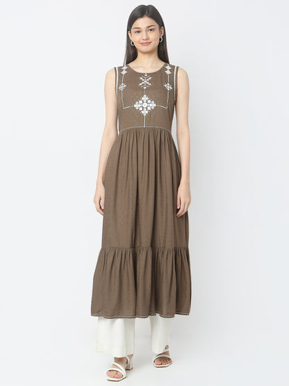 Flare Fit Embroidered Kurta