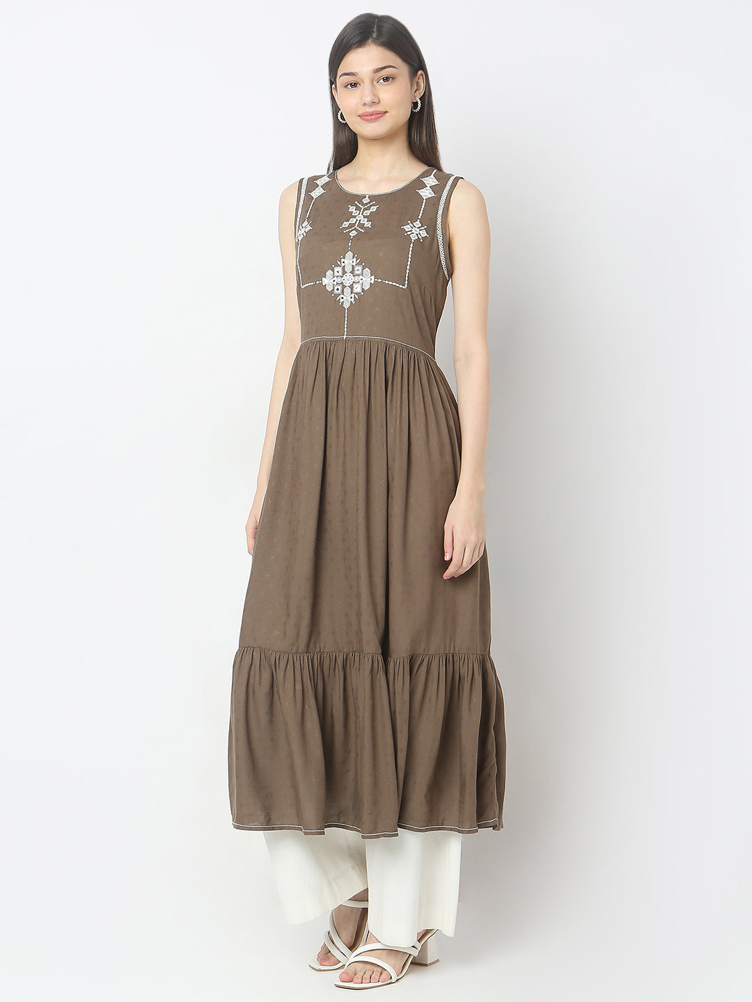 Flare Fit Embroidered Kurta