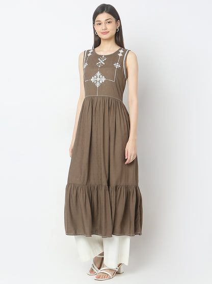 Flare Fit Embroidered Kurta