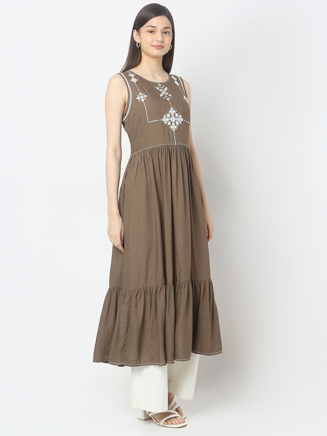 Flare Fit Embroidered Kurta