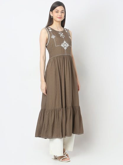 Flare Fit Embroidered Kurta